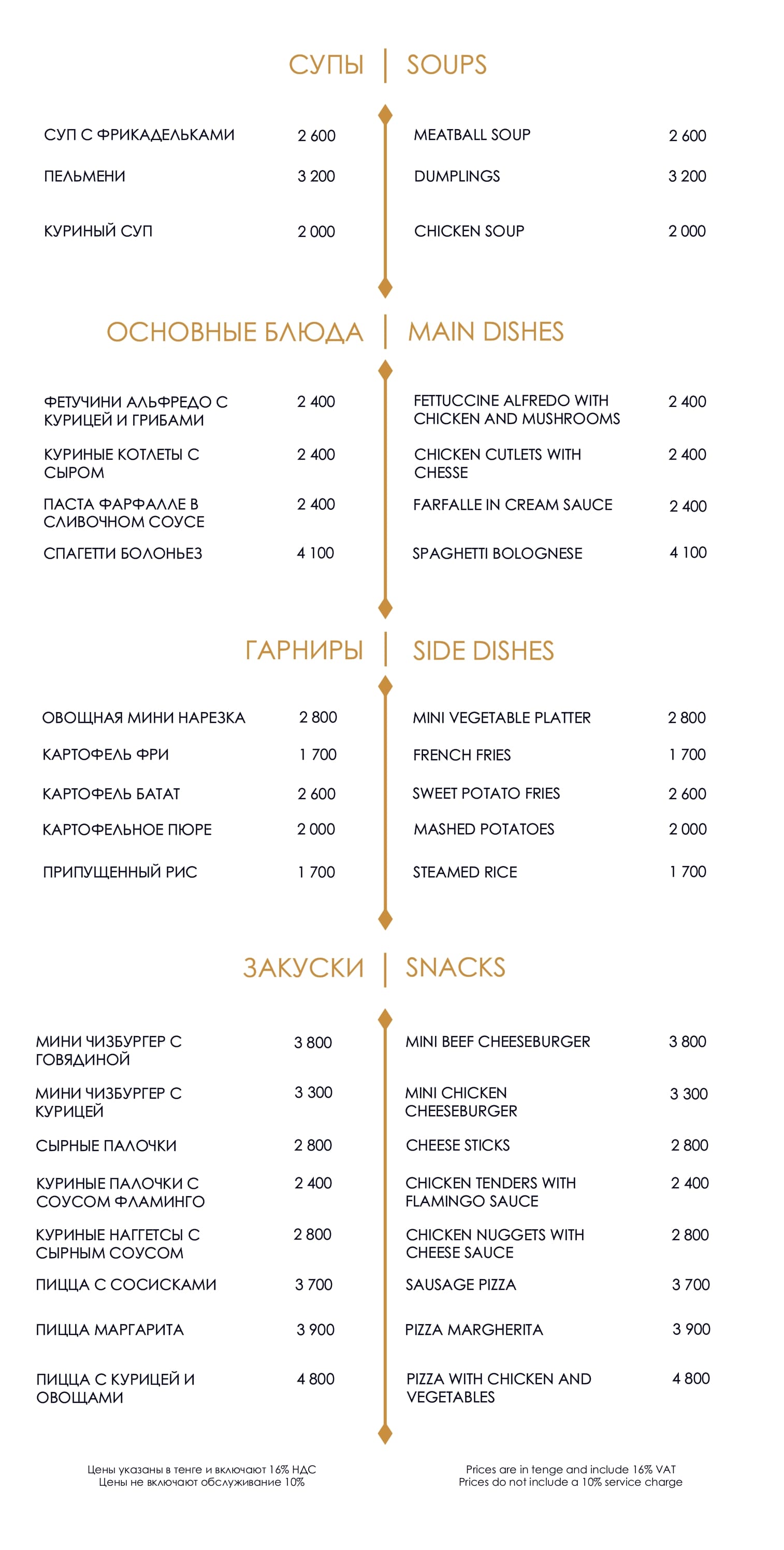 a page of the menu for Kids Menu